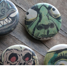 7 Retro Monster & Alien pinback buttons - RadCakes Shirt Printing