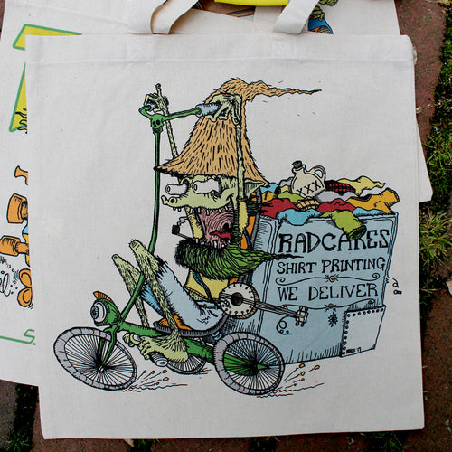 RADCAKES DELIVERS! reusable canvas tote bag - RadCakes Shirt Printing