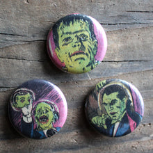 3 Vintage Movie Monsters pinback buttons - RadCakes Shirt Printing