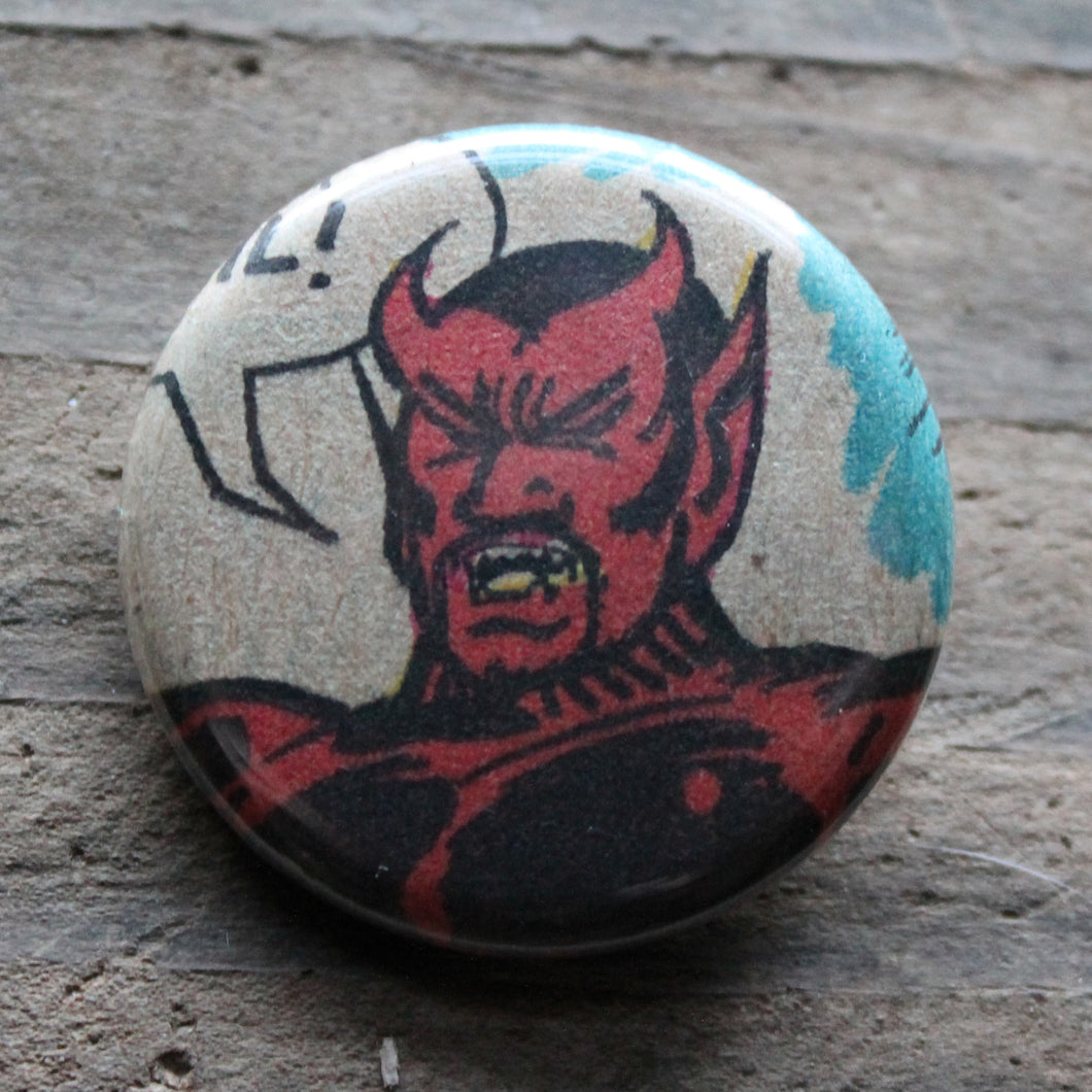 Red Devil pinback button - RadCakes Shirt Printing