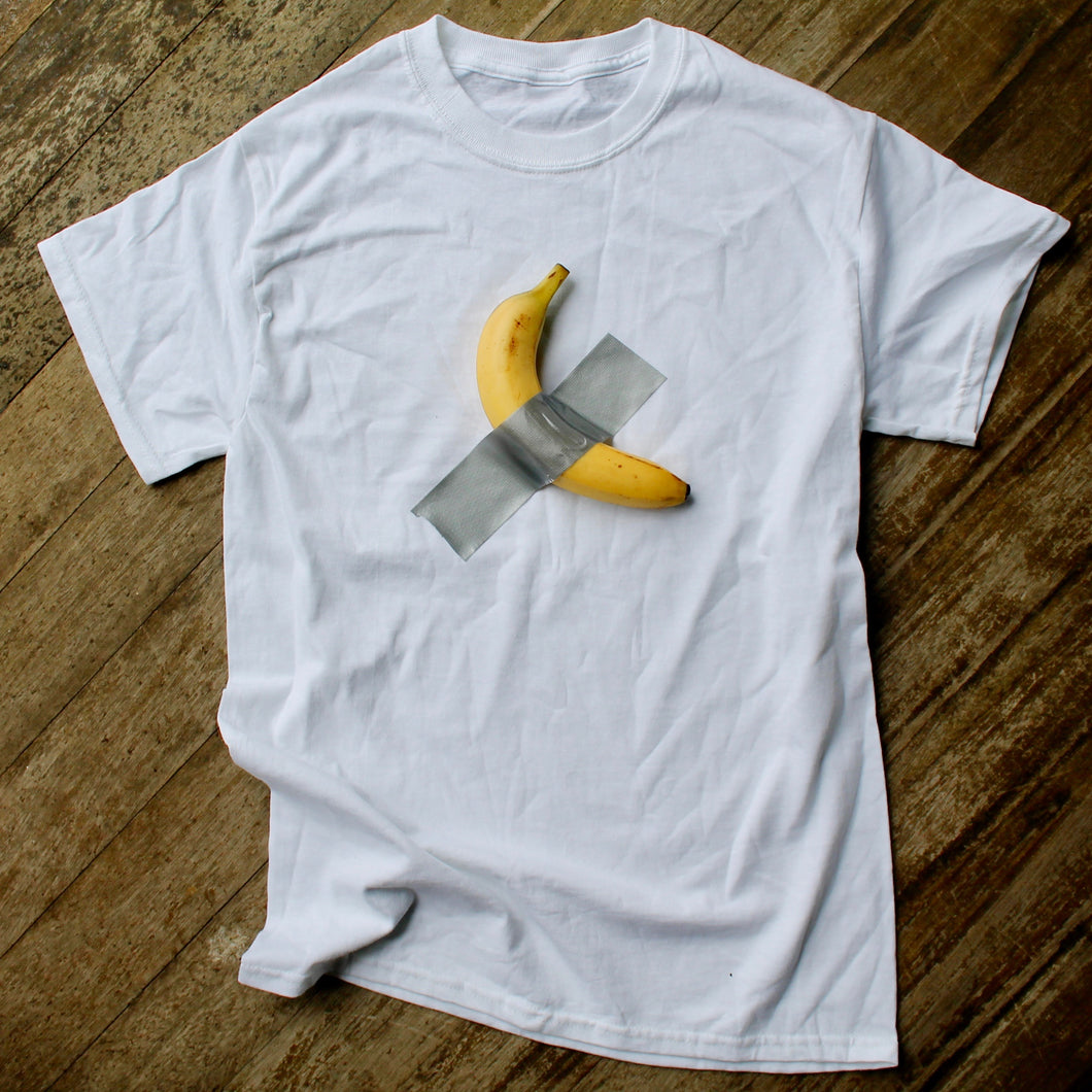 Duct Tape Banana shirt for sale Art Basel Maurizio Cattelan modern art tshirt