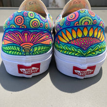 Unique hand painted Vans Slip Ons for sale with artwork by LD Wade of Rad Shirts Custom Printing in New Jersey