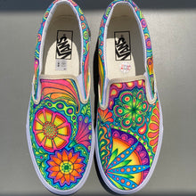 Psychedelic Flowers custom Vans Slip On Sneakers