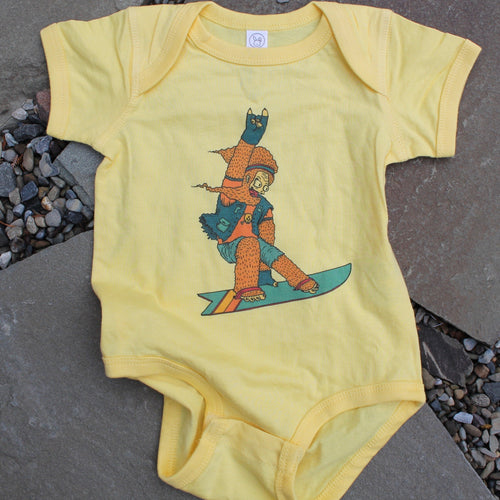 Bigfoot onesie snowboarder snowboarding baby clothes Sasquatch yeti