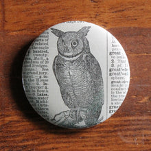 Great Horned Owl 2.25" pinback button - RadCakes Shirt Printing