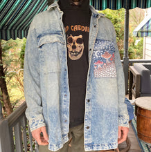 Denim Jacket with Hand Painted Mushroom Pocket