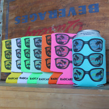 80s sunglasses design beer can koozies customized for weddings or tailgate parties