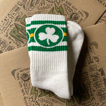 St Patricks Day socks tall tube socks retro style 1970s green lucky clover