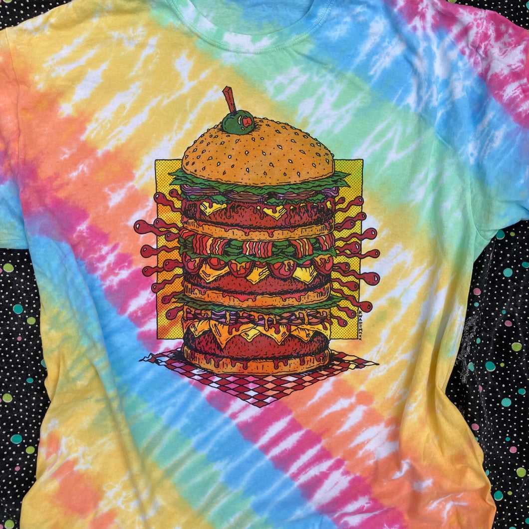 Triple Cheeseburger tie dye shirt (XL)