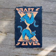 9 Lives Cat jacket patch punk fashion blue cat canvas denim