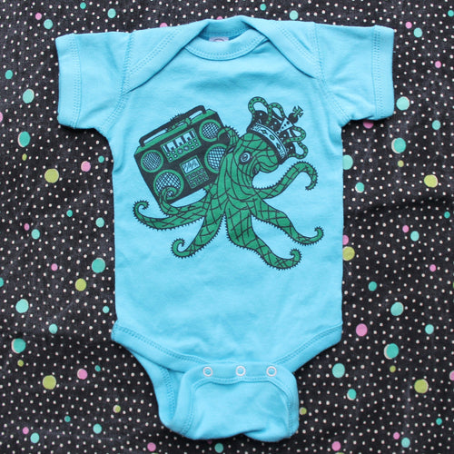 Funny Octopus Onesie baby one piece jumper boom box