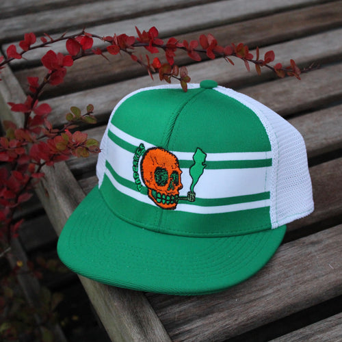 NJ Skull mesh baseball hat (KELLY GREEN) - RadCakes Shirt Printing