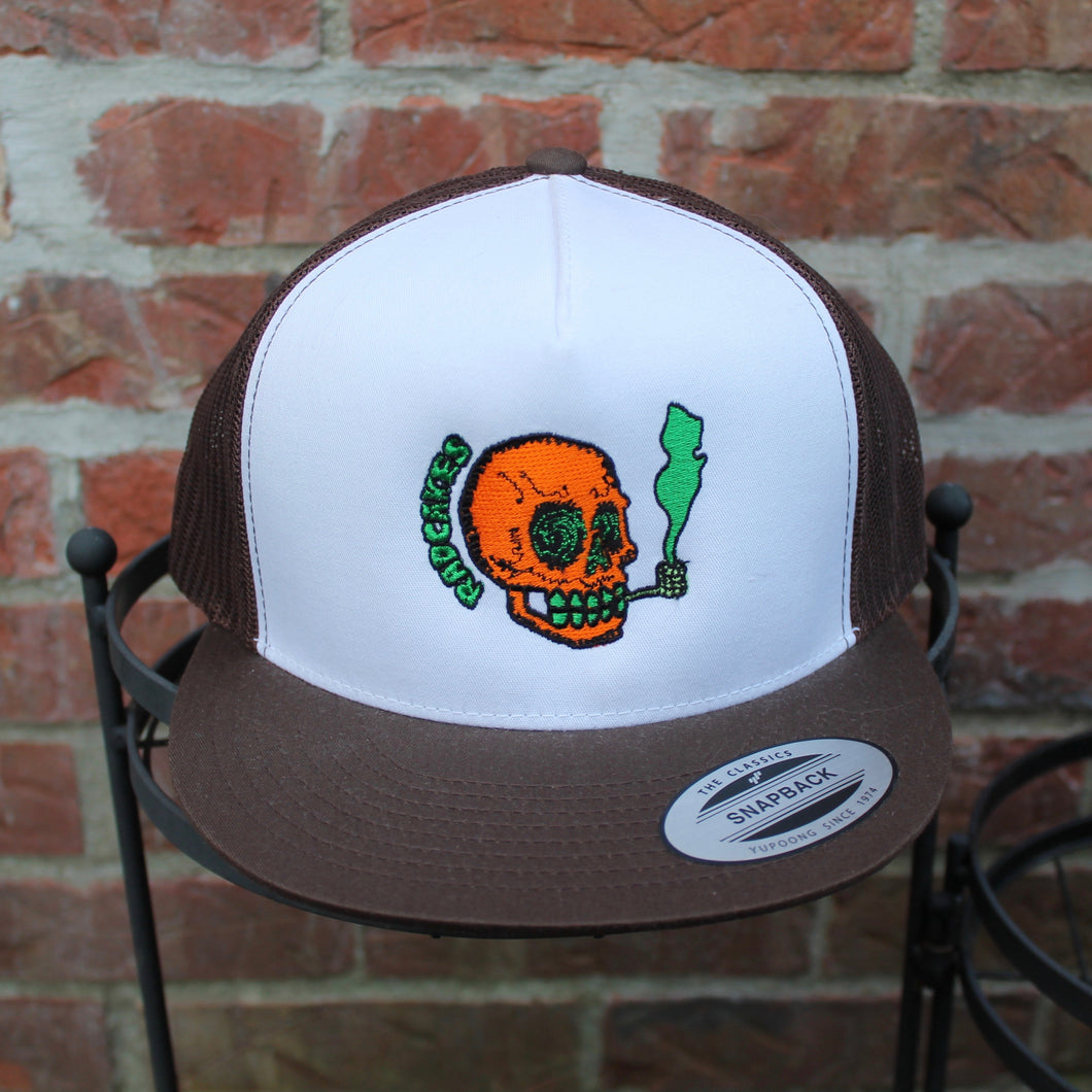 NJ Skull classic mesh trucker hat (BROWN) - RadCakes Shirt Printing