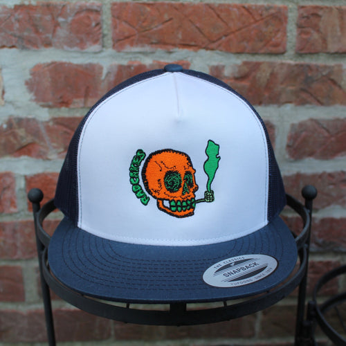 NJ Skull classic mesh trucker hat (NAVY) - RadCakes Shirt Printing