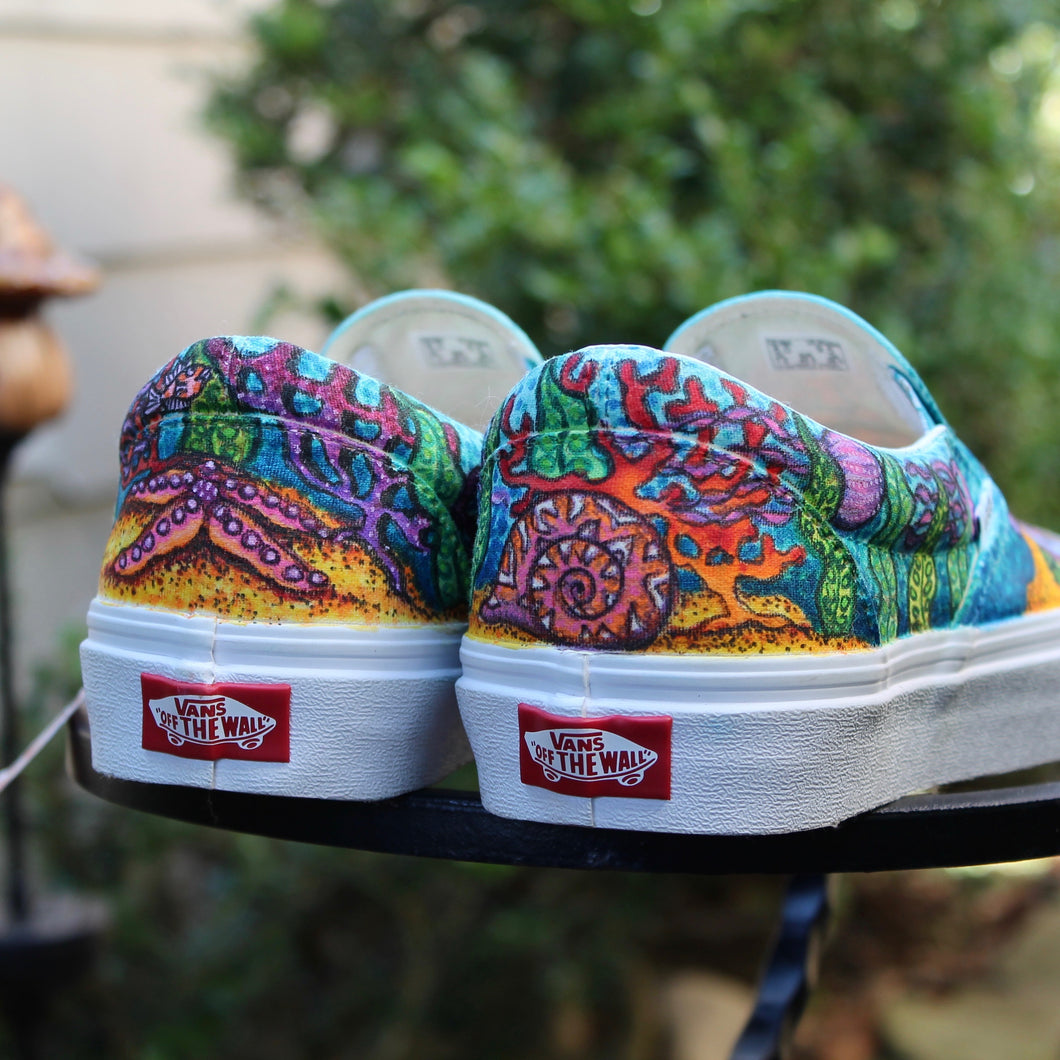 Mermaid themed custom Vans Slip On Sneakers – Custom Printing