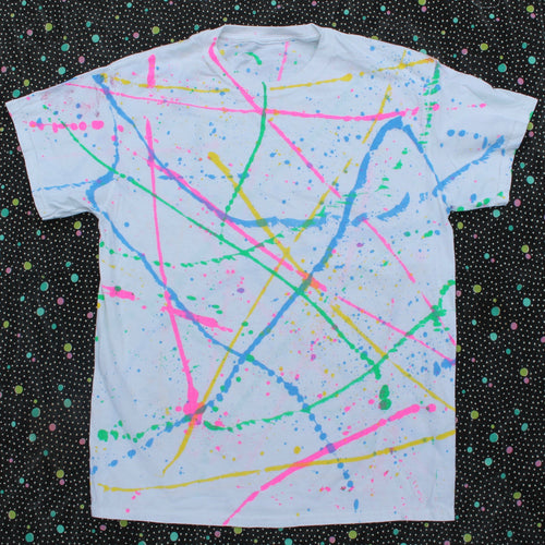 1980s party shirt neon splatter tshirt art 80s fashion costume funky
