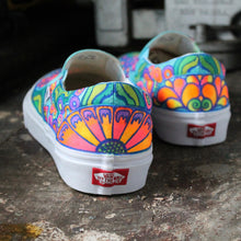 Psychedelic Flowers custom Vans Slip On Sneakers - RadCakes Shirt Printing