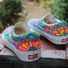 Psychedelic Flowers custom Vans Slip On Sneakers - RadCakes Shirt Printing