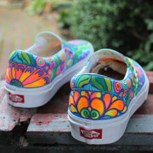 Psychedelic Flowers custom Vans Slip On Sneakers - RadCakes Shirt Printing