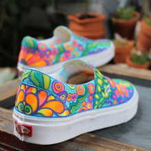 Psychedelic Flowers custom Vans Slip On Sneakers - RadCakes Shirt Printing
