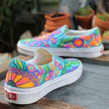 Psychedelic Flowers custom Vans Slip On Sneakers - RadCakes Shirt Printing