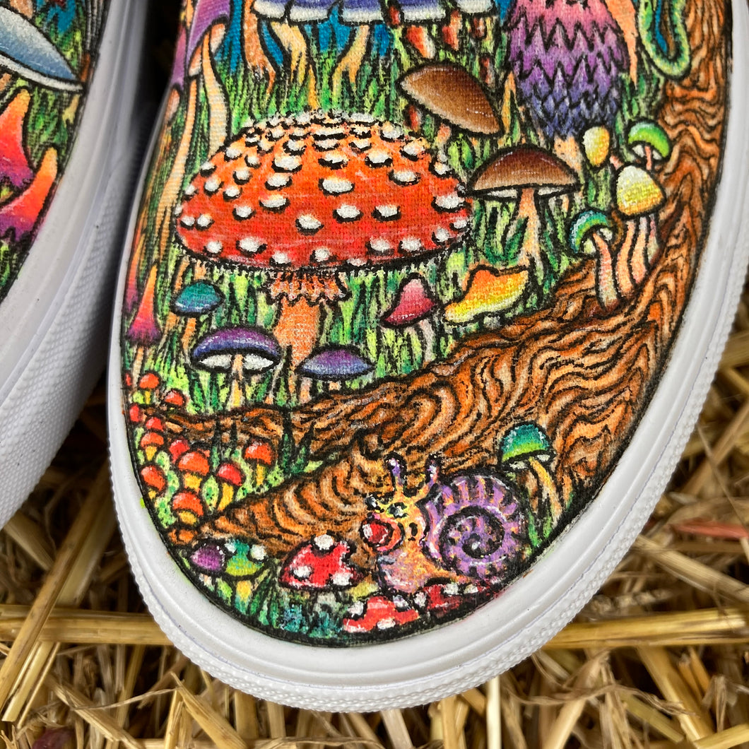 Mushroom themed custom Vans Slip On Sneakers – RAD Shirts Custom