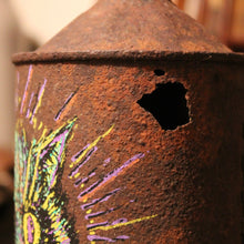 Original Cat artwork on an old oil can - RadCakes Shirt Printing