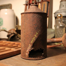 Original Cat artwork on an old oil can - RadCakes Shirt Printing