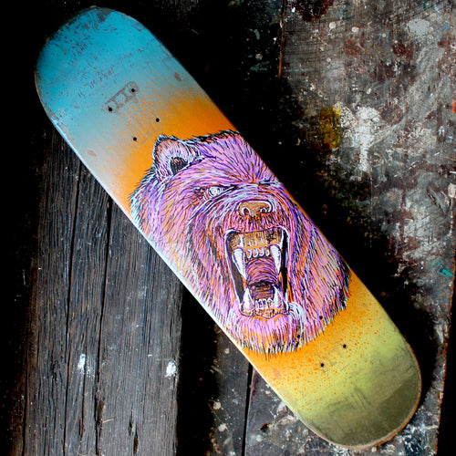 Grizzly Bear Skateboard Deck original artwork - RadCakes Shirt Printing
