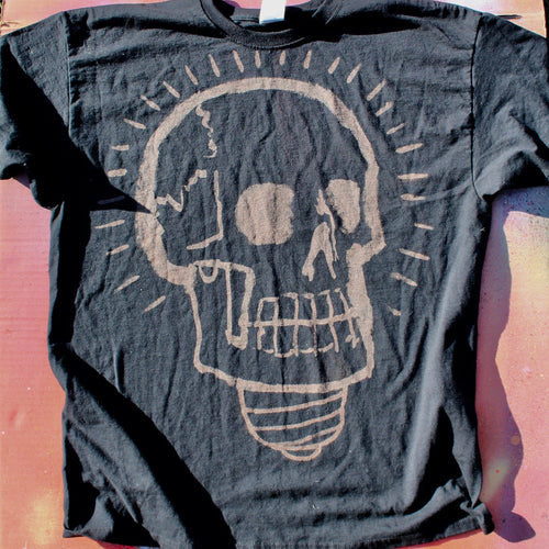 Bleach painted shirt with skull artwork for sale