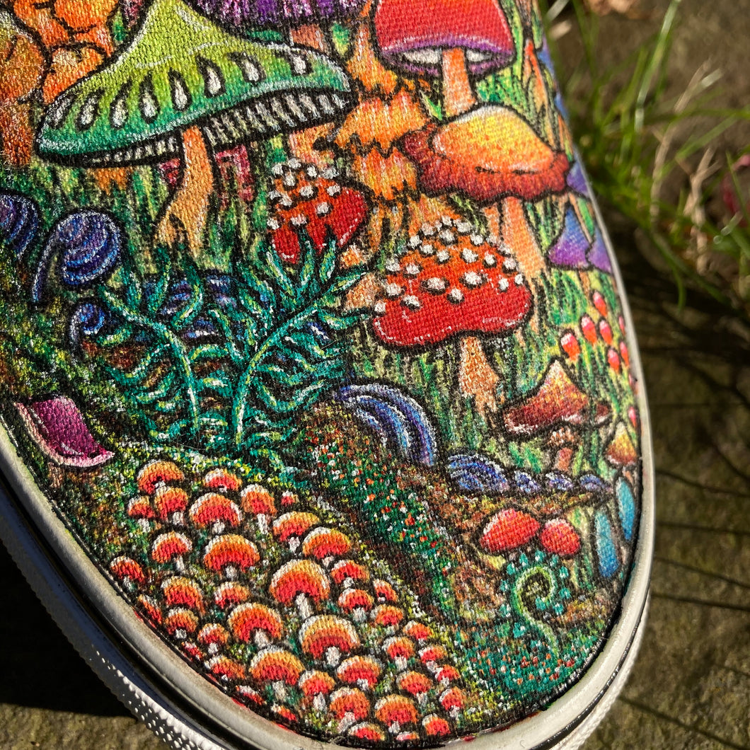 Mushroom themed custom Vans Slip On Sneakers - ShopperBoard