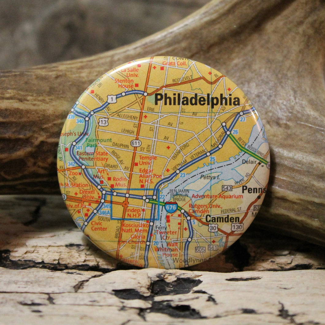 Map of Philadelphia pinback button (2.25