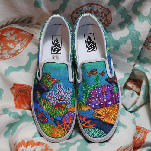 Coral Reef custom Vans Slip On Sneakers