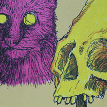 Pink Cat & Gorilla Skull art card