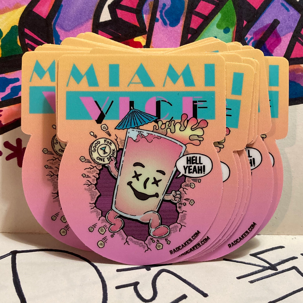 Miami Vice sticker for sale by Rad Shirts Manasquan NJ Leggetts Summer drink Kool aid man stickers