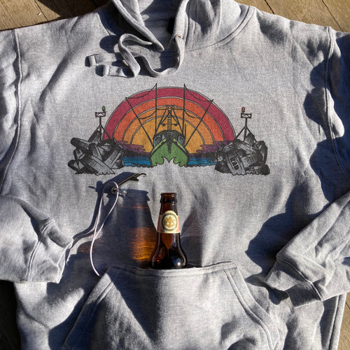 Manasquan Inlet Hoodie with built in koozie & bottle opener