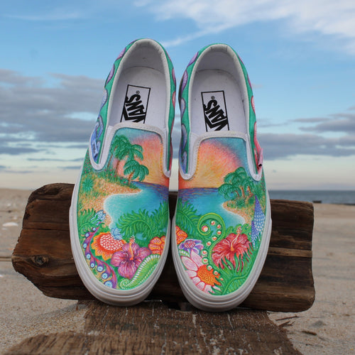 Island Vibes custom Vans Slip On Sneakers