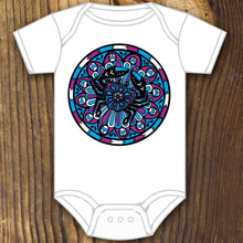 colorful circle crab baby onesie design by RadCakes printing Rabbit Skins