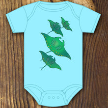 Hawaiian Manta Ray baby onesie design by RadCakes printing Rabbit Skins