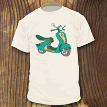 Mid Century style colors Vespa Scooter shirt design by RadCakes Shirts Bike