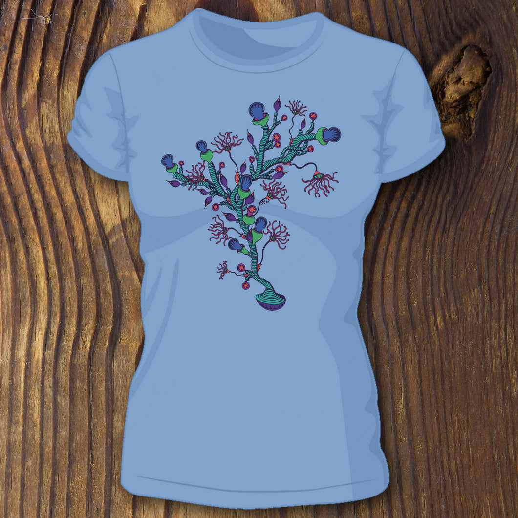 Underwater shirt design with branching coral artwork by RadCakes