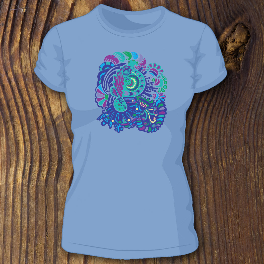 blue trippy psychedelic patter triblend shirt by RadCakes