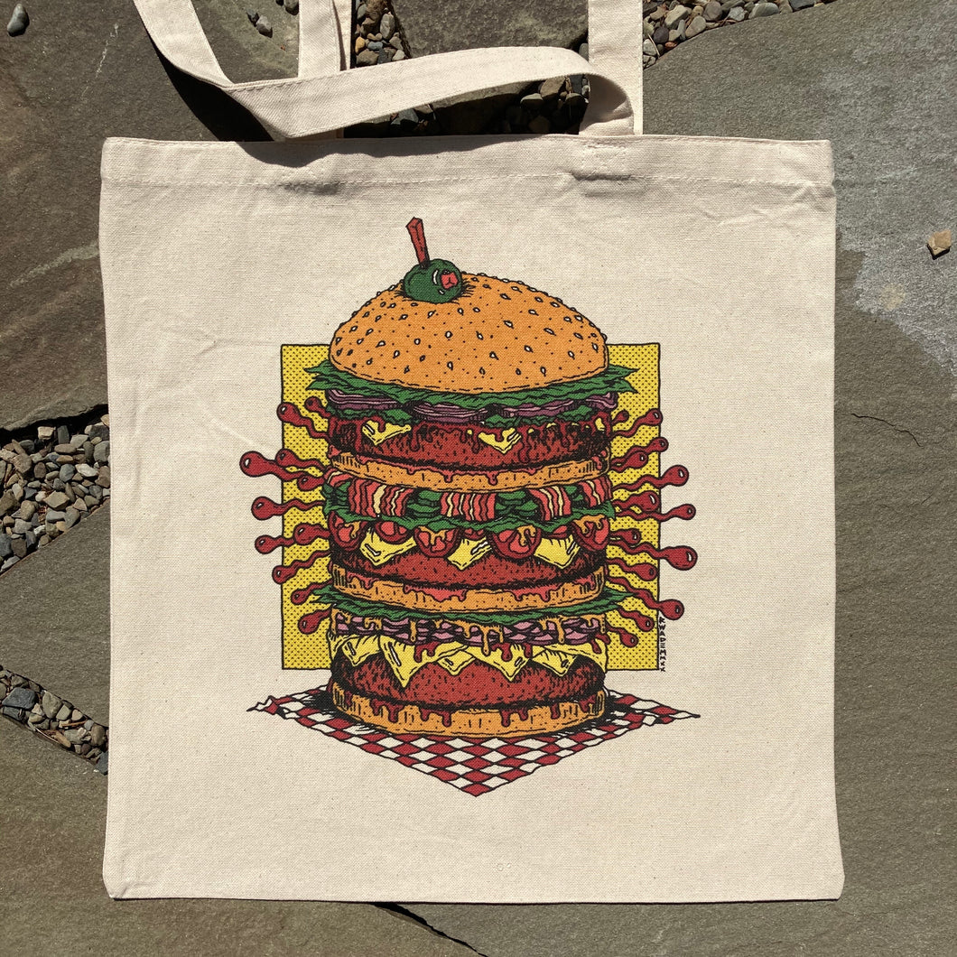 cheeseburger tote bag for sale hand drawn food art