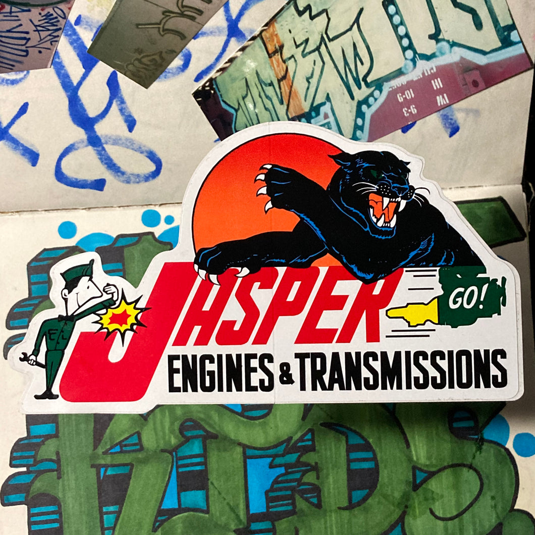 Retro JASPER Engines & Transmissions sticker decal garage mechanic shop panther art