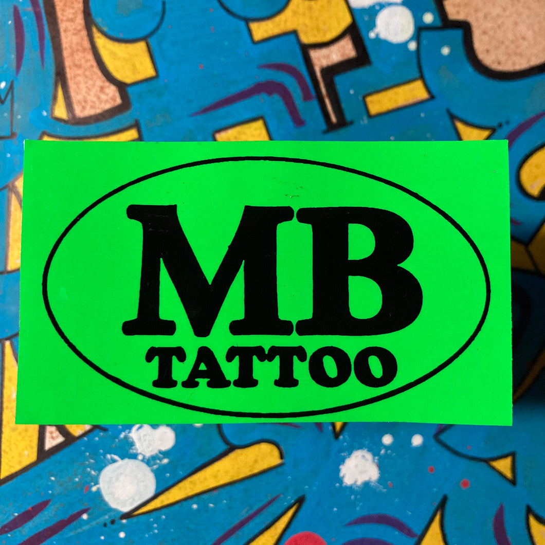 MB Tattoo sticker for sale neon green 80s