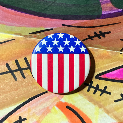 Retro Amscan American Flag pinback button